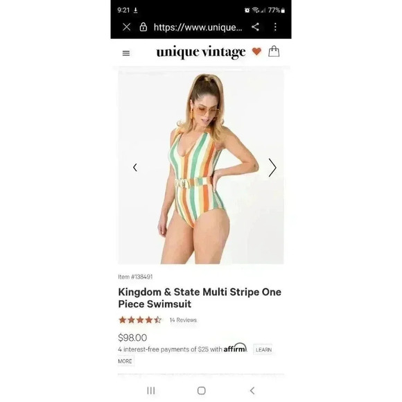 Kingdom & State multi Stripe One piece suit size 1X - Picture 1 of 5